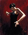 Flamenco Dancer Canvas Paintings - El Baile del Flamenco en Rojo I
